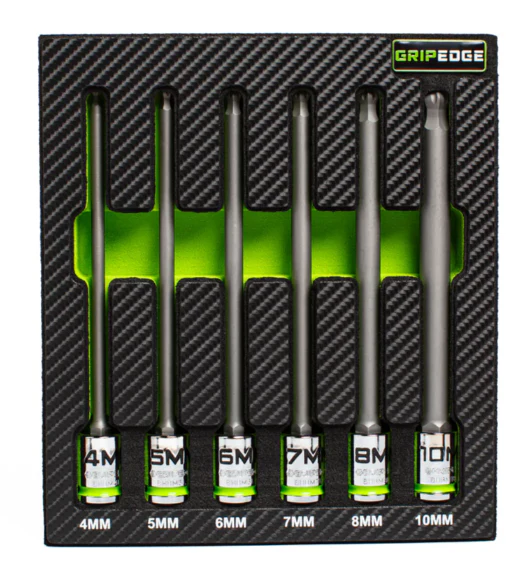 GRIPEDGE 6-PC RPT 3/8'' Drive Long Metric Ball Hex Driver Set Part #BHBM6LS - Image 4