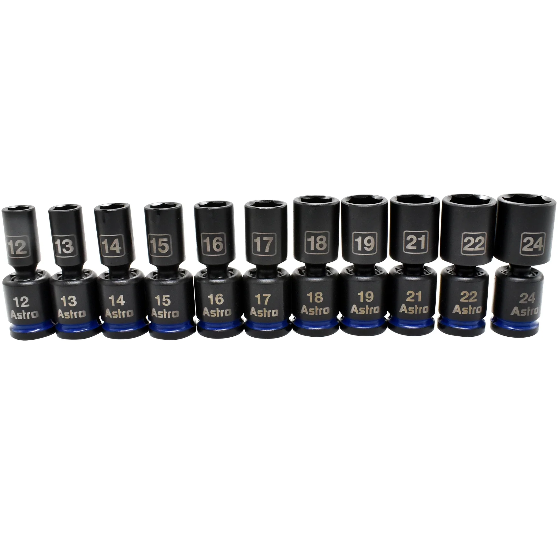 Astro Pneumatic 11-Piece 1/2″ Drive Mid-Length Pinless Universal Impact Sockets – Metric