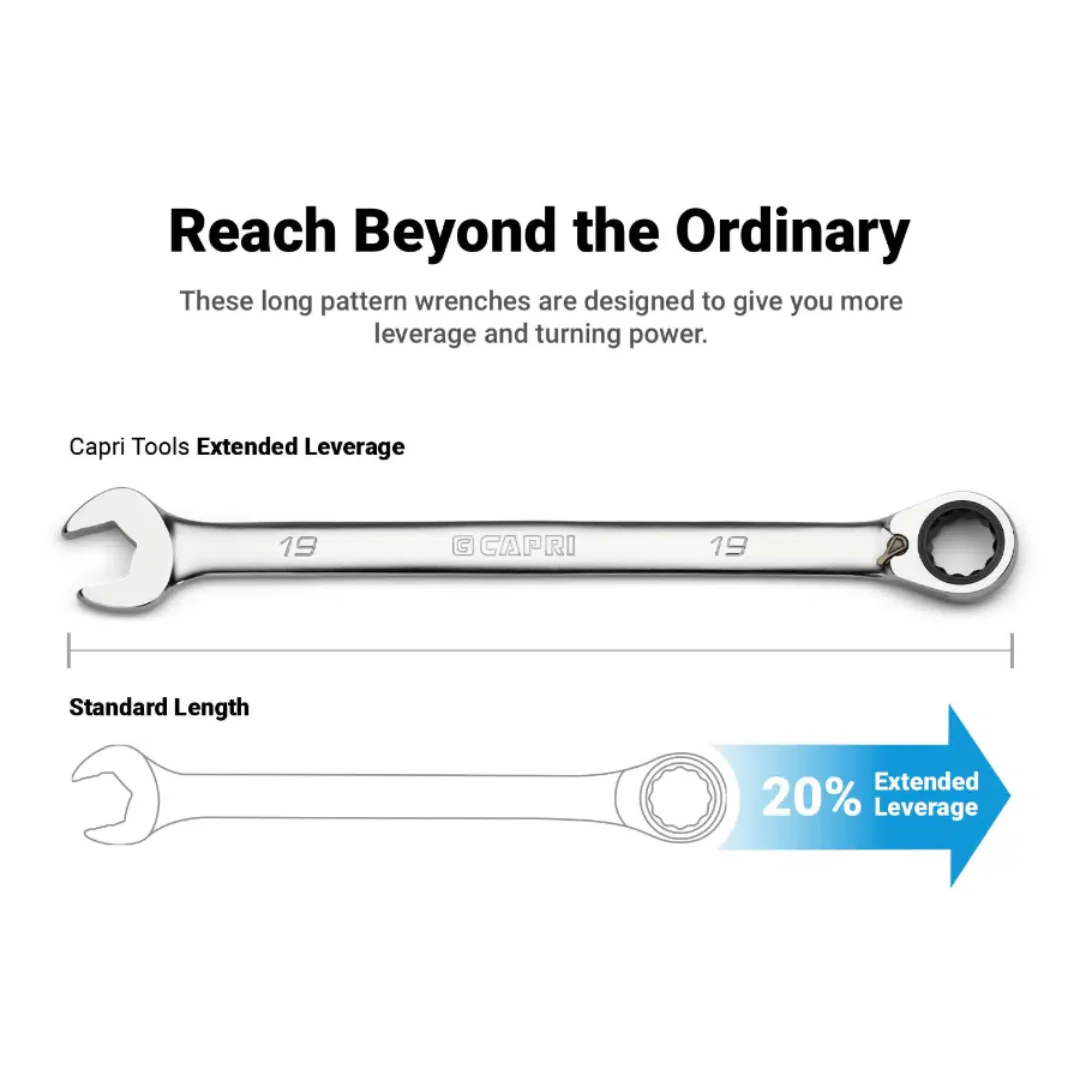 Capri Tools 120 Tooth Ultra Smooth Ratcheting Wrench Set METRIC (8-19 mm) - Image 3