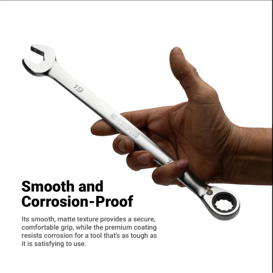 Capri Tools 120 Tooth Ultra Smooth Ratcheting Wrench Set METRIC (8-19 mm) - Image 6