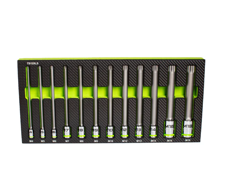 GripEdge | 12-PC 1/4, 3/8 & 1/2" Drive Extra-Long Triple Square Bit Socket Set TS12XLS - Image 2