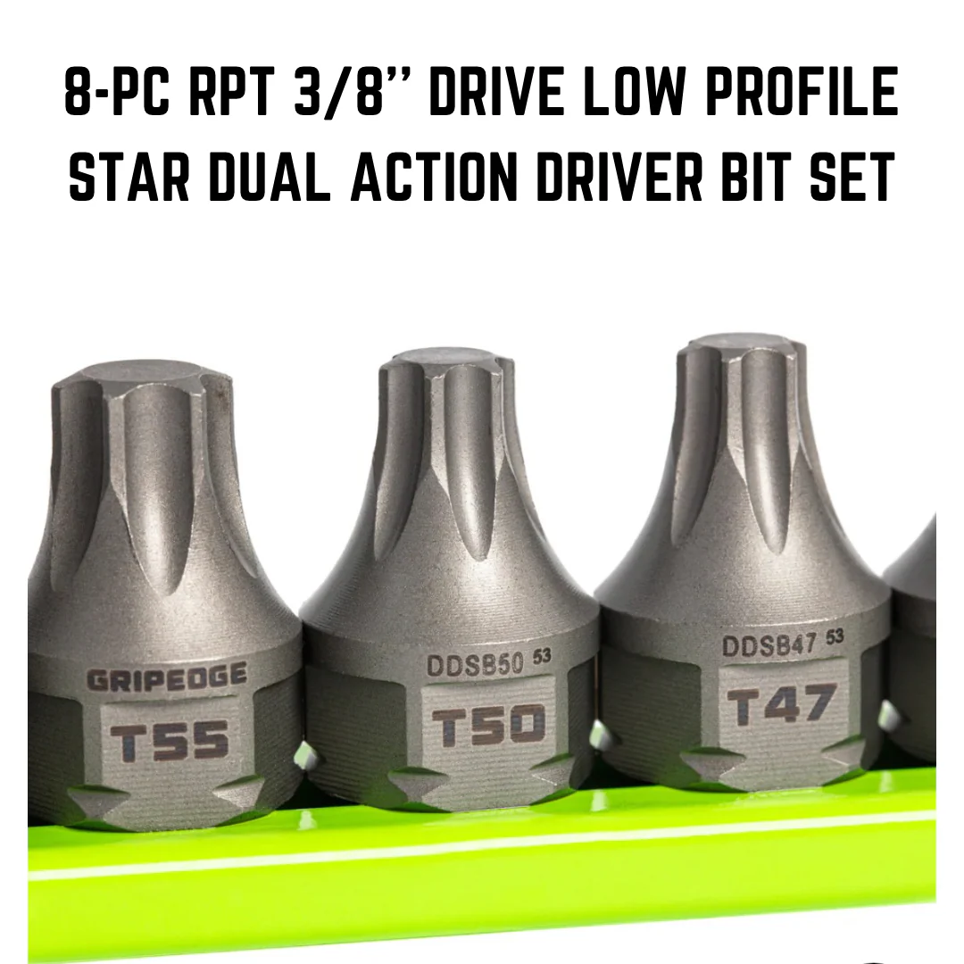 GRIPEDGE | 8 PC RPT 3/8” DRIVE LOW PROFILE STAR DUAL ACTION DRIVER SET - Image 2