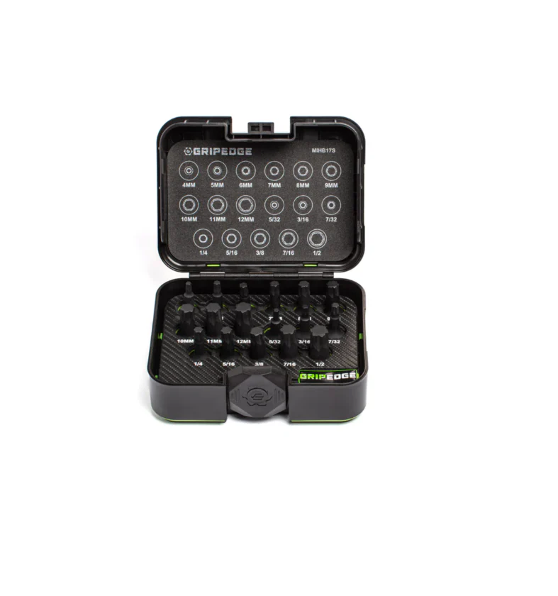 GripEdge | 17-PC RPT 3/8'' Drive Standard Metric & SAE Impact Hex Driver Set Part #MIHB17S