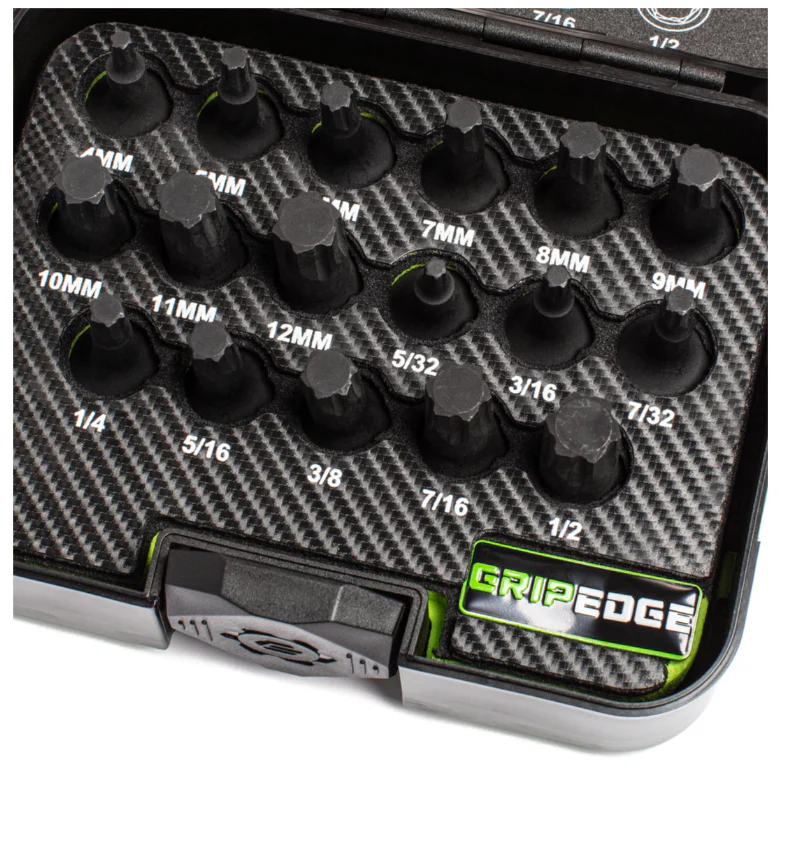 GripEdge | 17-PC RPT 3/8'' Drive Standard Metric & SAE Impact Hex Driver Set Part #MIHB17S - Image 2