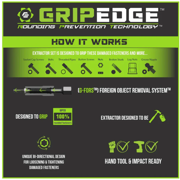 Gripedge RPT Socket Extractor Set - 7-Pc 1/2" Drive Metric XCM7S - Image 3