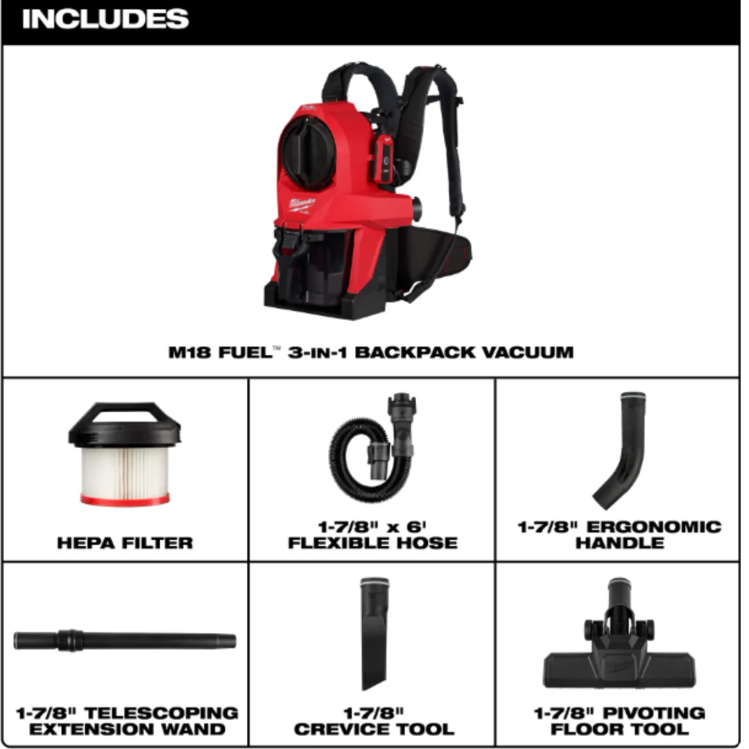 M18 FUEL 3-in-1 Backpack Vacuum 0895-20 with Free XC5.0 Battery - Image 3