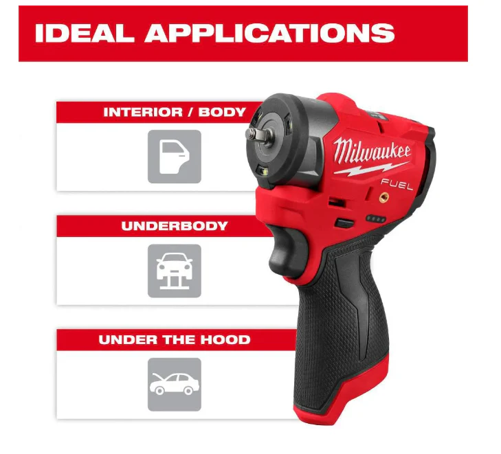 Milwaukee M12 FUEL 1/4 Inch Subcompact Impact Wrench with Friction Ring (Bare Tool) - Image 7