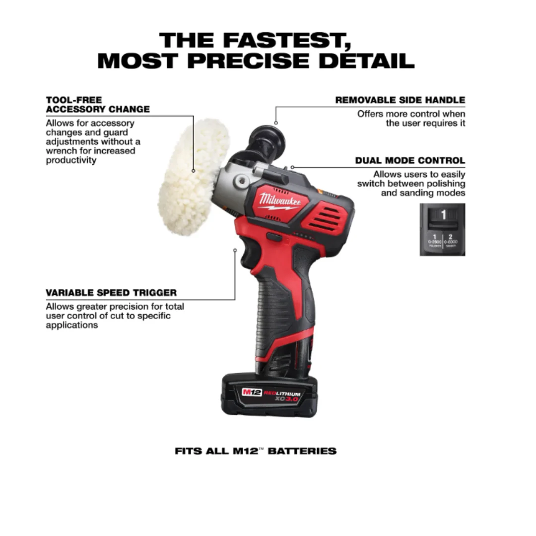 Milwaukee M12 Polisher & Sander with FREE XC4.0 Battery - Image 2