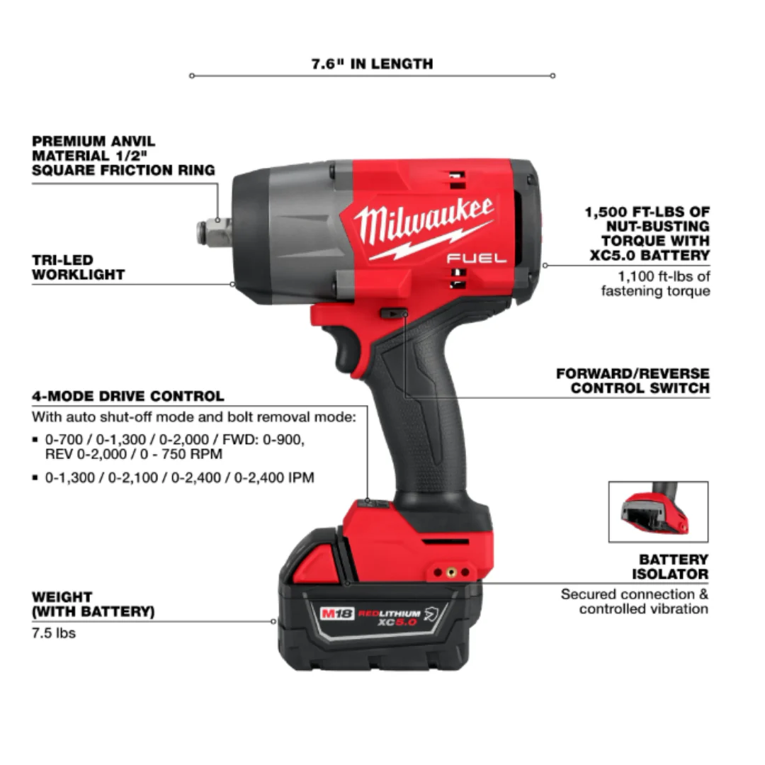 Milwaukee M18 FUEL™ 1/2" HTIW & 3/8" MTIW Automotive Combo Kit - Image 4