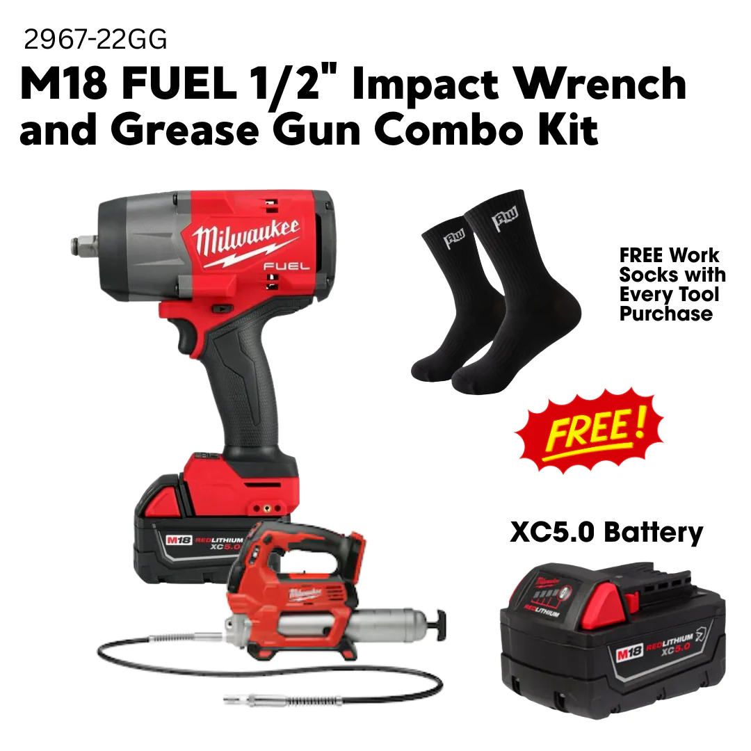 Milwaukee M18 FUEL 1/2" Impact Wrench & Grease Gun Combo Kit