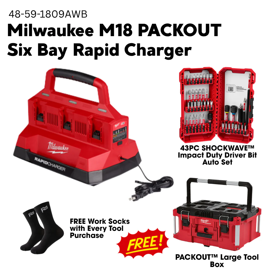 Milwaukee M18 PACKOUT Six Bay Rapid Charger Promo