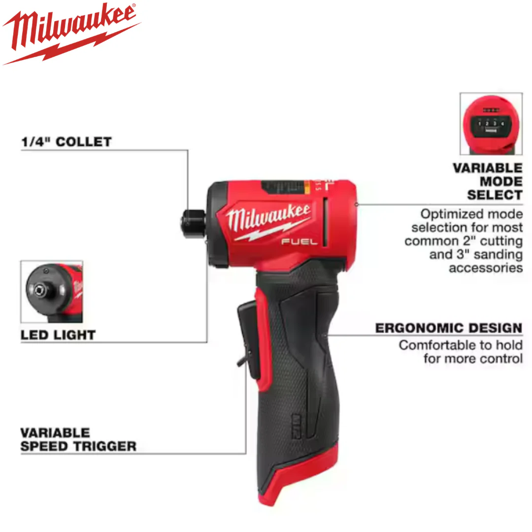 Milwaukee Tools M12 FUEL 12V Lithium-Ion Brushless Cordless 1/4 in. Right Angle Die Grinder with FREE XC5.0 battery! - Image 2