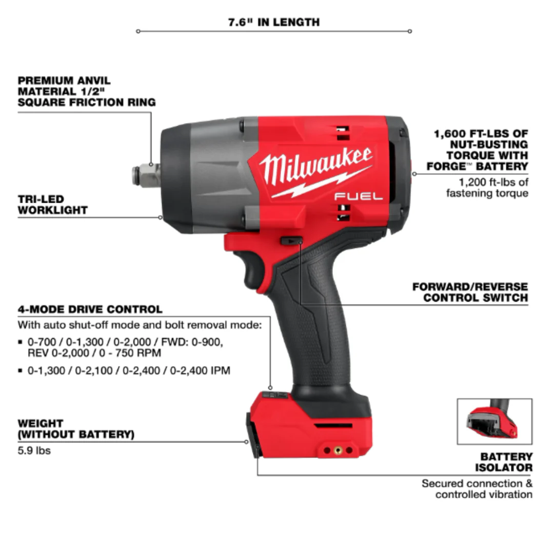 Milwaukee Tools M18 FUEL™ 1/2" High Torque Impact Wrench with Friction Ring - Image 3
